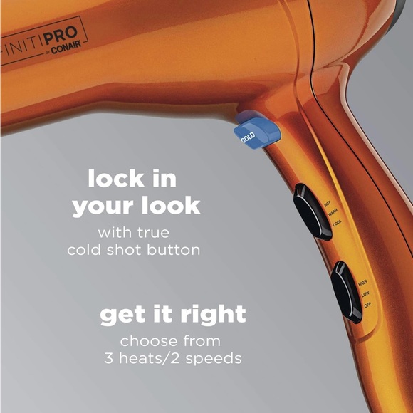 INFINITIPRO by CONAIR Hair Dryer Salon Performance AC Motor Blow Dryer Orange - Picture 2 of 4